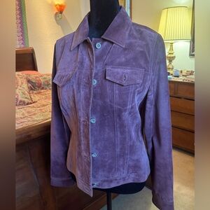 Eddie Bauer Plum Washable Suede Jacket Suze Small